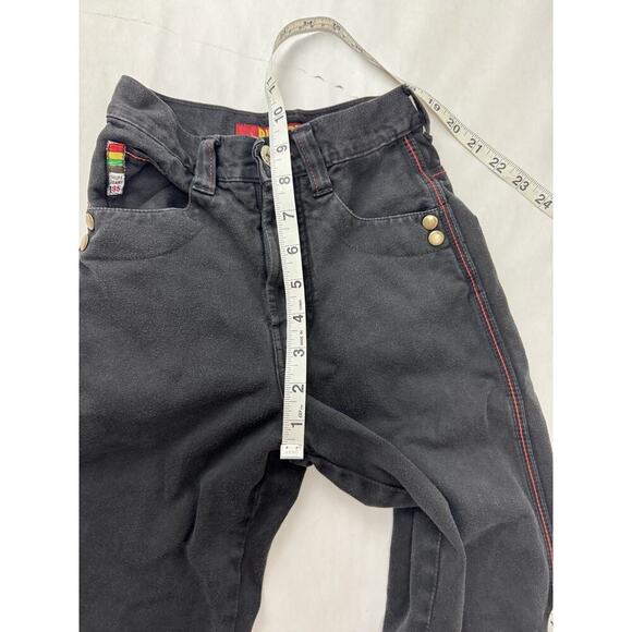 Vintage 90s Y2K Ruff Jeans Black Wide Leg Carpenter Embroider Kids 20" * 21" 5/6 - Picture 7 of 11